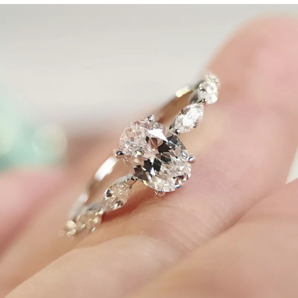 Shine 925 Silver Wedding Rings White Sapphire Ring - Picture 2 of 5